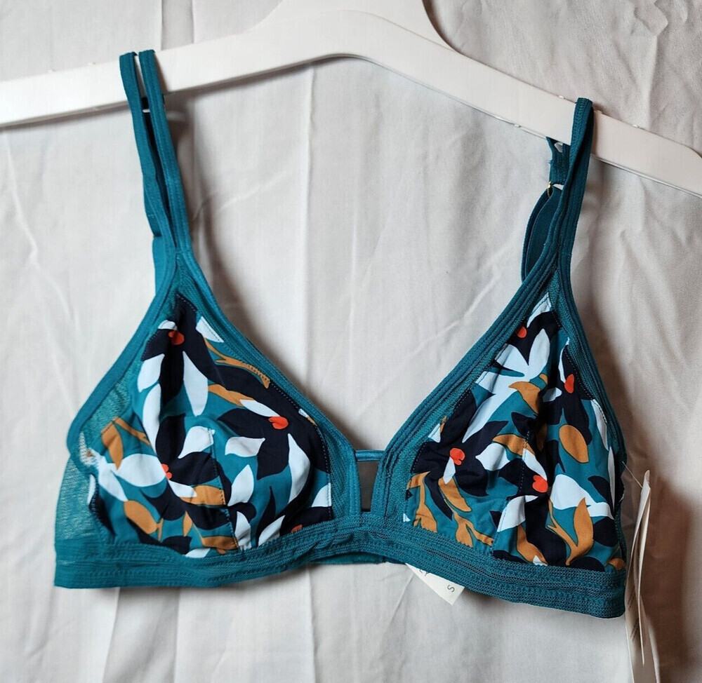 New Lively Women's Multicolor Wireless Semi Sheer Bra Adjustable Straps Size S